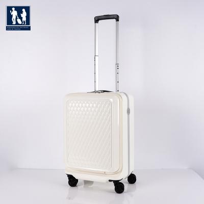 China Hard Shell Trolley Luggage 20 Inch Luggage Compartment Front Opening Waterproof Design Carry On Trolley Baggage Bag for sale