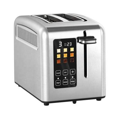 China Touch Screen Timer Stainless Steel Body Digital LCD Display Bread Toaster 2 Slice 9 Degree Digital Smart Toaster for sale