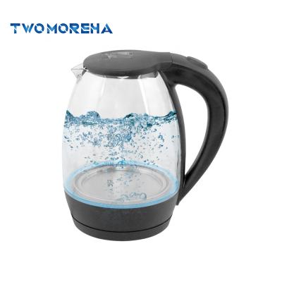 China 360 Degree Rotating Water Base Kettle Lightweight Cordless Electric Glass Boiling Water 1.7L Tall Glass Spout With Customized Lid Mechanical Blue 2200 220 PP for sale