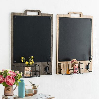 China Europe creative message hanging hooks for storing large wooden blackboard shop restaurant cafe wall decoration for sale