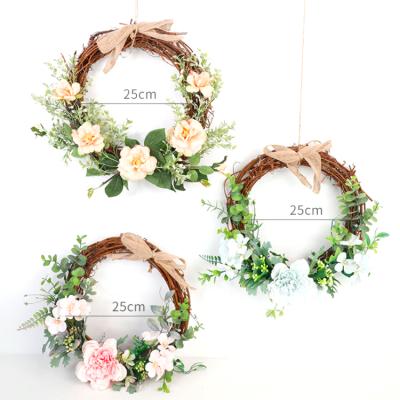 China Rose Greenery Rustic Home Decor Wedding Decorations Welcome Door Decor 30cm Cotton Garland Decoration for sale