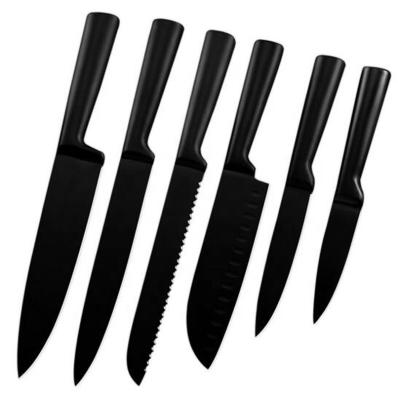 China Viable Black Coating Kitchen Knife Set With Hollow Handle 6 Pieces Chef Knife Set Knife for sale