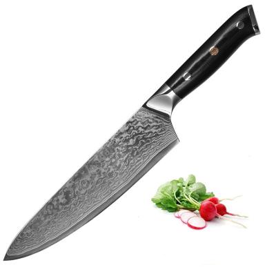 China Good Sustainable Style Damascus Kitchen Knife Chef Knife With Ergonomic G10 Handle for sale