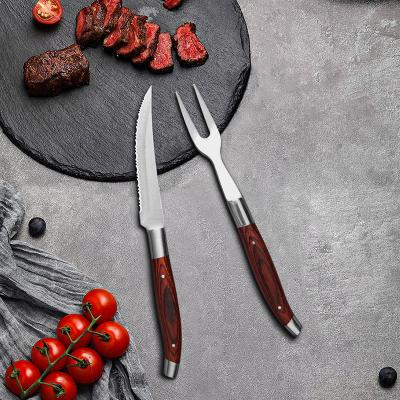 China Viable Fork and Steak Knife Set 2021 New Wooden Handle Customized Gift Box Quality Classic Flatware Set for sale