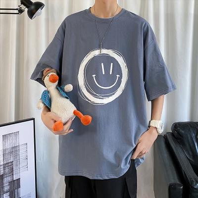 China 2022 Summer Short Sleeve Internet Star Fashion Brand Couples Smiling Shirt Couples Soft Half Men'S Breathable T-shirts for sale