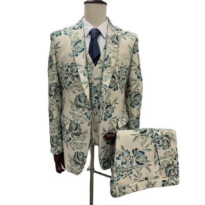 China Fashion Single Breasted Anti-Wrinkle Latest Men's Suit Design Casual Slim Men 3 Piece Suit Design Wedding Suits For Man Printed Custom Made for sale