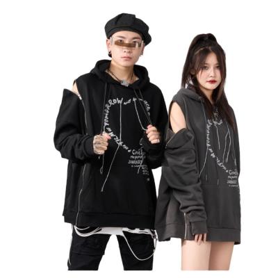 China Anti-Wrinkle OEM Free Sample Men Hoodie Set Sweatshirt 50 Cotton 50 Polyester Long Sleeve Printed Pullover Oversized Hoodies Black Wholesale for sale