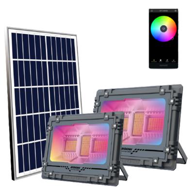 China Residential 60w 100w 200w 300w 500w 800w Color Changing RGB Smart App Spot Module Solar Flood Lights Stage Rechargsble With Remote Outdoor for sale