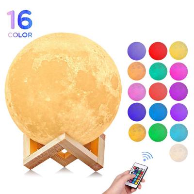 China Modern Baby Night Light Moon Star 3D Projector Moon Lamp 10cm 20cm 16 Colors Stand With Night Lights Remote Control Ball For Kids Room for sale