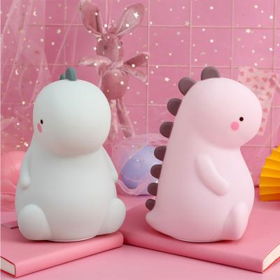 China Rechargeable Silicone Night Light Touch Light Dinosaur LED Night Light Kids Baby Bedroom Party Birthday Modern Gift Lamp Novelty for sale