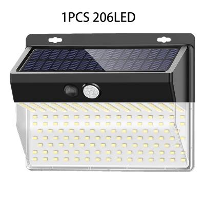 China Outdoor Garden Light Fixtures Wall Mount Exterior Wall Light Motion Sensor House Wall 206 Led Morden Solar Lamp For Garden for sale