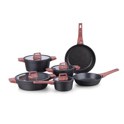 China Durable Tmai wholesale 10pcs black aluminum cookingware non stick cookware set cookware set for sale