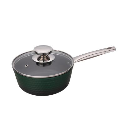 China Sustainable China Wholesale Kitchen Cooking Induction Green Forged Aluminum Non Stick Sauce Pans Set for sale