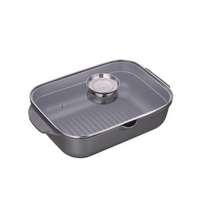 China Sustainable Hot Selling 32 34.5 Cm Die Cast Aluminum Non Induction Stick Fish Roaster Pan for sale