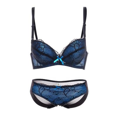 China New Design Breathable Girl Lace Ladies Underwear Hot Padded Sexy Bra And Panty Set for sale