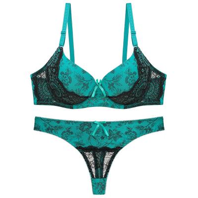 China High quality QUICK DRY plus size sexy plus size printed underwear bra set large size lace bra costume g-string for sale