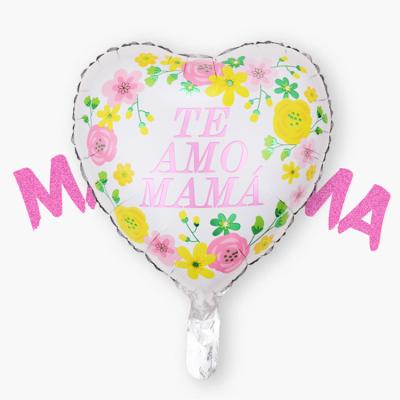 China 18 Inch Spanish Happy Mom Balloon Te AMO Helium Balloon Mothers Day Heart Party Decoration Happy Mum / Dad for sale