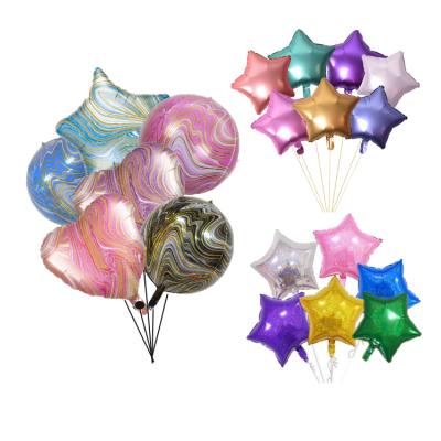 China 2020 Party Decoration New Design Party Wedding Birthday Helium Balloon Latex Marble Agate Marble Foil 18inch Star Balloons for sale