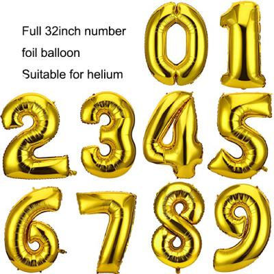 China Decorate 32 Inch Number Balloon, 32 Inch Number 0-9 Foil Number Balloons EN71 Environmental Protection Helium Mix Color for sale