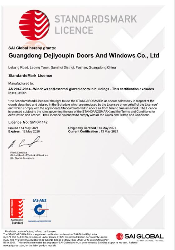 AS2047 - Guangdong Dejiyoupin Doors And Windows Co., Ltd.