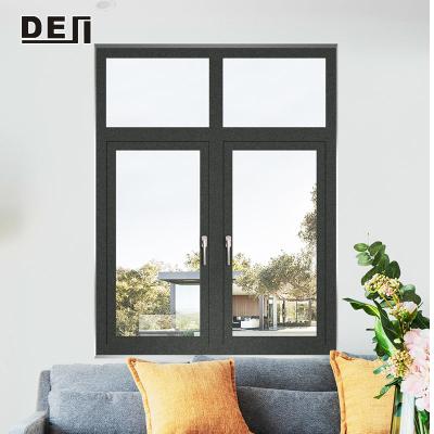 China Sandy Gray Sound Insulation Heat Insulation Tempered Glass Aluminum Casement Windows for sale