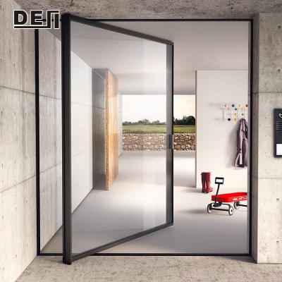 China Modern Exterior Villa Entrance Sound Insulation Double House Glass Pivot Door for sale