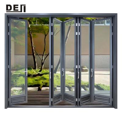 China Sound Insulation Customize Thermal Insulation Aluminum Tempered Glass Folding Office Door for sale