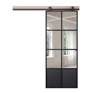 China Interior Bulletproof Modern Decorative Design Aluminum Kitchen Partition Sliding Barn Glass Doors for sale