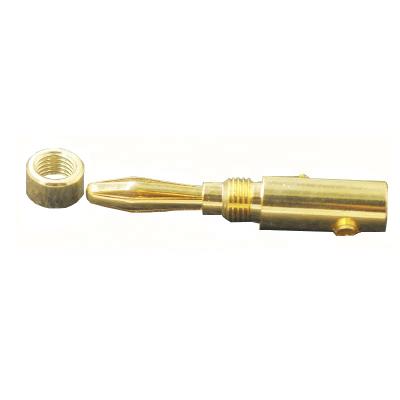 China Connecting cable brass gold plated 4MM banana plug for terminal post, audio box speaker and audio cable connector non soldering for sale