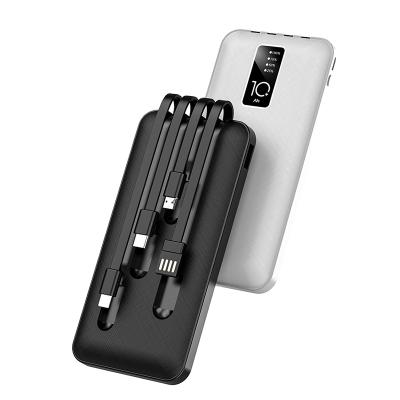 China Come with Line 3 Output + 1 Input Built-in Power Bank Portable 4 Cable Universal Mobile Phone Battery Charger for sale