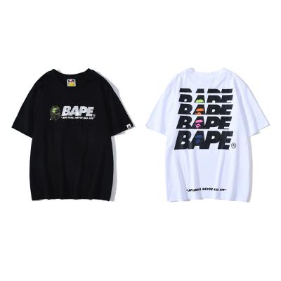 China 2022BAPE Anti-wrinkle LOGO letters thoughtful men and women around collar custom cotton T-shirt factory printed pure wholesale for sale