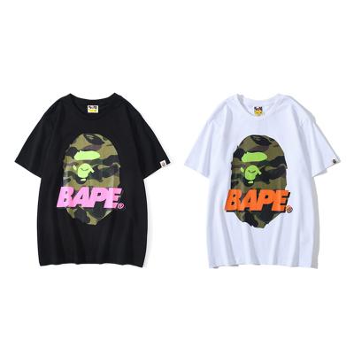 China 2022 BAPE Anti-wrinkle camouflage great ape head printed men's and women's round collar personalized T-shirt wholesale for sale