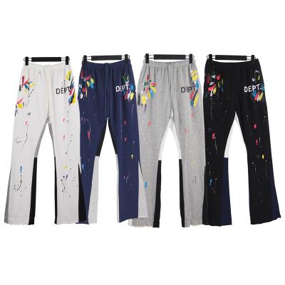 China Dept. splatter-ink drawstring trousers men's and women's high street loose slacks. Hand-painted from Anti-wrinkle gallery for sale