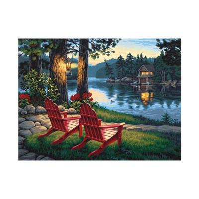 China New 5D DIY Diamond Painting Lakeside Scenery Religious Figure Cross Stitch Painting Home Decor Wall Painting for sale