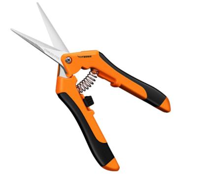 China Anti-Slip Handle 6.5 Inch Hand Pruner Gardening Shears With Straight Stainless Steel Blades Orange for sale