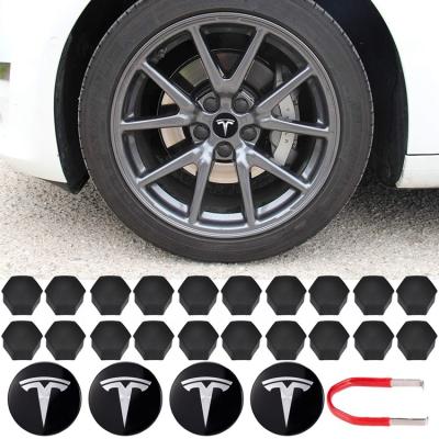 China No Creeaes Logo Emblem Kit 4 Hub Center Cap Model Modification Wheel Cap 20 Lug Nut Covers For Tesla Model 3 Y S X for sale