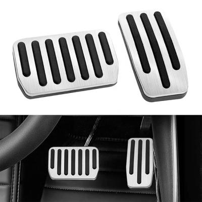 China Single Color Without Creeaes 2Pcs/set Aluminum Alloy Accelerator Gas Brake Anti-skid Foot Pedal Cover Kit For Tesla Model 3 Y Model 2019-2022 for sale