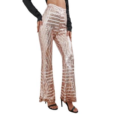 China Anti-wrinkle spring casual pants new women's sequined high-waist flared pants was wide-leg slim pants casual pants for sale