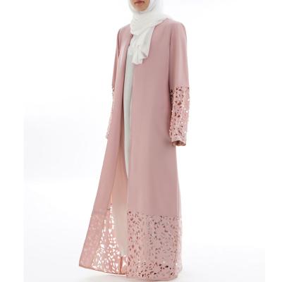 China Open Front Buttoned Down Maxi Abaya Pink Chiffon Clothing Long Sheath Islamic Dress Abaya S/M/L/XL/2xl for sale