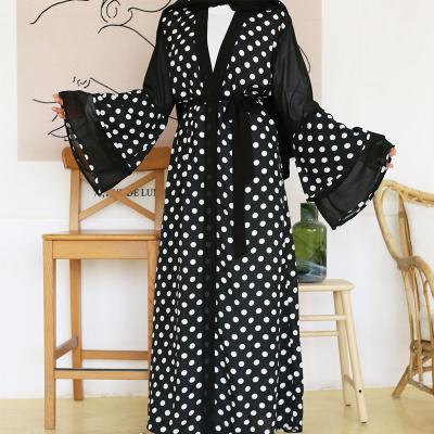 China Arabic Fashion Chiffon Long Maxi Abaya Islamic Muslim Women Open Robe Black Kimono Robe for sale