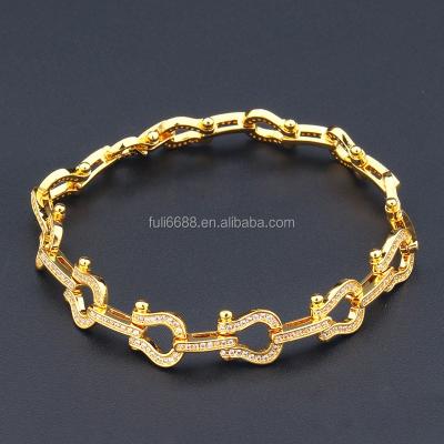 China 2021 Hiphop Fashion Charm Gold Plated Jewelry Charm Bracelets Gemstone Women Diamond Bracelet for sale