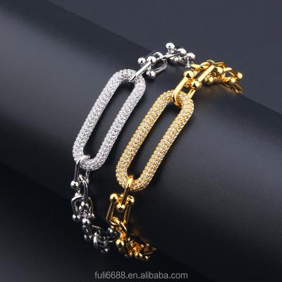 China Hiphop Charm Bracelet Diamond Polish 14k 18k Gold Plated Well 2021 Bracelet Silver for sale