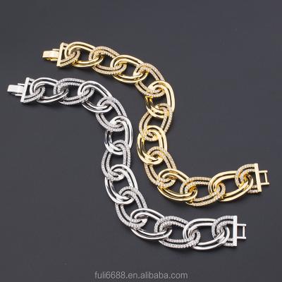 China Ice Jewelry Mens Hiphop hiphop Geometric Crystal Charm Bracelet Gold Plated Chain Bracelets for sale