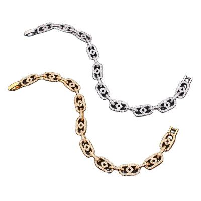 China Trendy Hiphop Fuli Bracelets In 18k Cubic Zirconia Gold Silver Women Bracelet Charms for sale