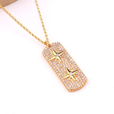 China FASHIONABLE 18k Gold Chain Necklaces Fashion Diamond Star Pendant Tiny Amulet Female Charm Necklaces For Steel Jewelry for sale