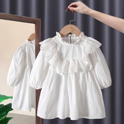 China Cotton Plus Size Boutique Long Sleeve Crew Neck Newborn Dresses Korean Style Kids Dresses 1-2yrs Babies for sale