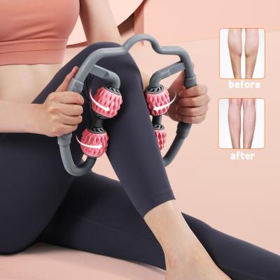 China Beautiful Unique Leg Massage Stick Leg Hold Ring Foam Four Wheel Axle Massage Relax Muscle Yoga Home Bodybuilding Leg Sling for sale