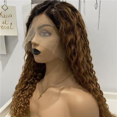 China Brazilian Virgin Hair Deep Wave 100 Lace Front Human Hair Wigs Seller Pre Plucked 1b/30 Deep Wave T Part Lace Front Wig for sale