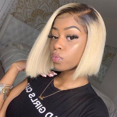 China Wholesale Cheap Beauty Wave Lace Front Wig 100% Brazilian Hair Short Silky Straight Blonde Hot Closure 1B 613 4x4 Bob Colored Wigs for sale