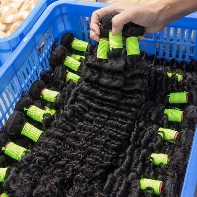 China High Quality Deep Wave Bundles 100% Hair, Raw Cuticle Aligned Virgin Indian Hair From India, Unprocessed Natural Curly Hair Seller for sale